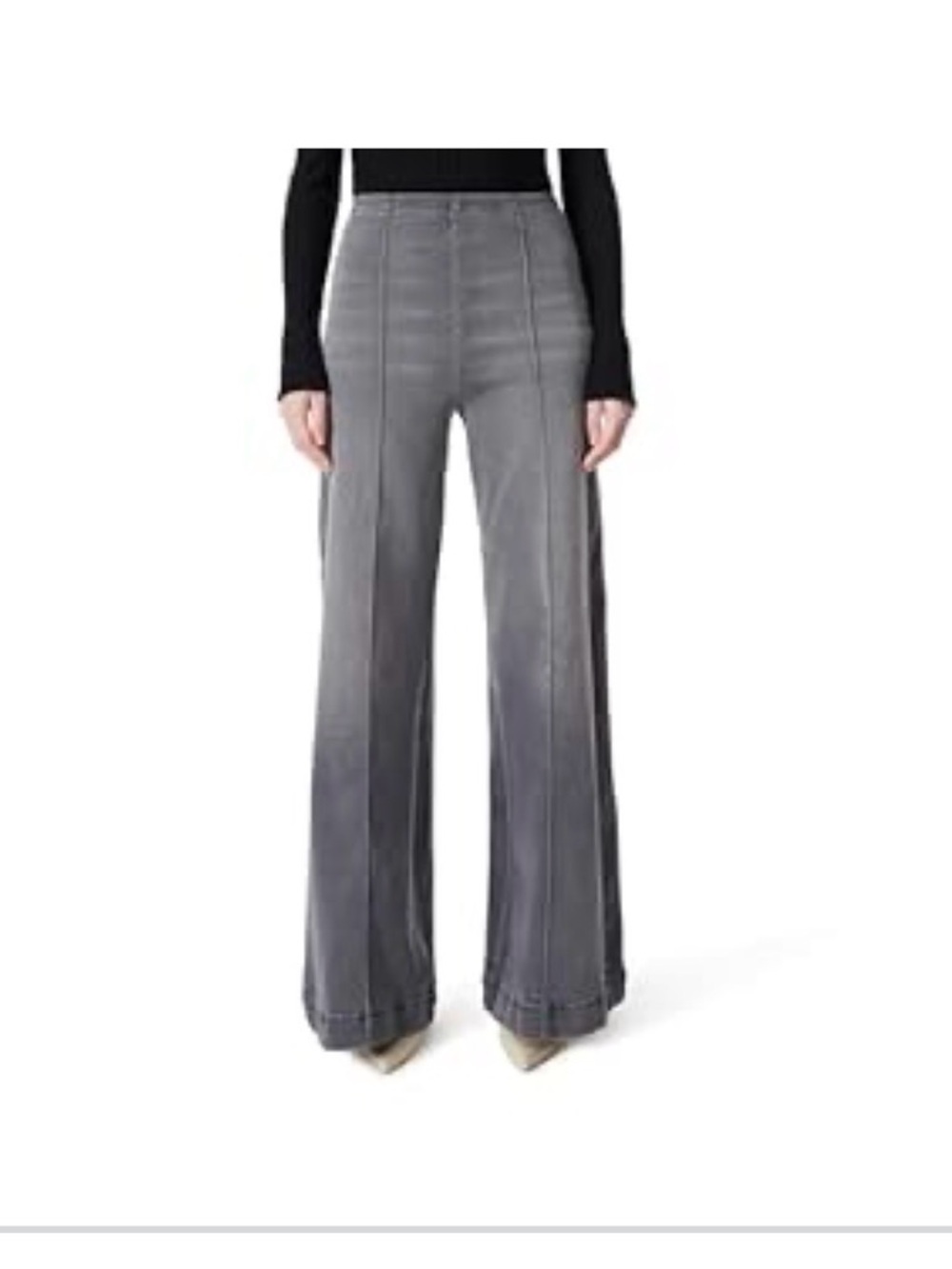 Wide Leg Gray Women's Jeans - Flare Style